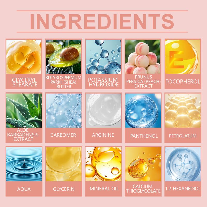 Crème dépilatoire nettoyante quotidienne à la pêche, hydratante, nourrissante et douce pour le visage._voghion.com