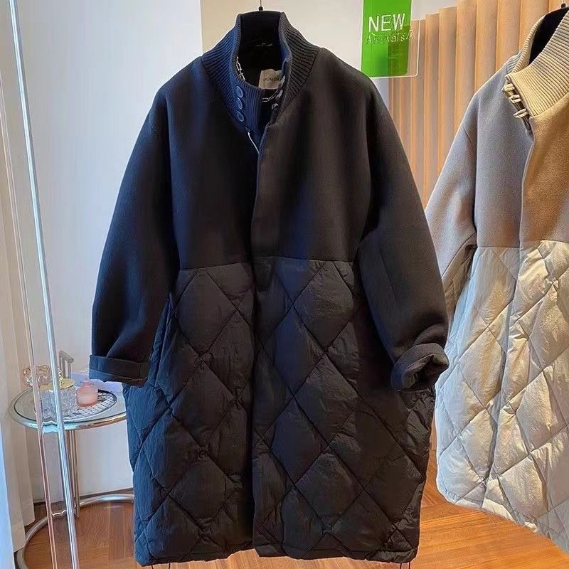 Oblačila velikih velikosti, dizajn Fat Mm, nišna volnena oblačila iz bombaža, ženska srednje dolga do dolga zimska jakna_voghion.com