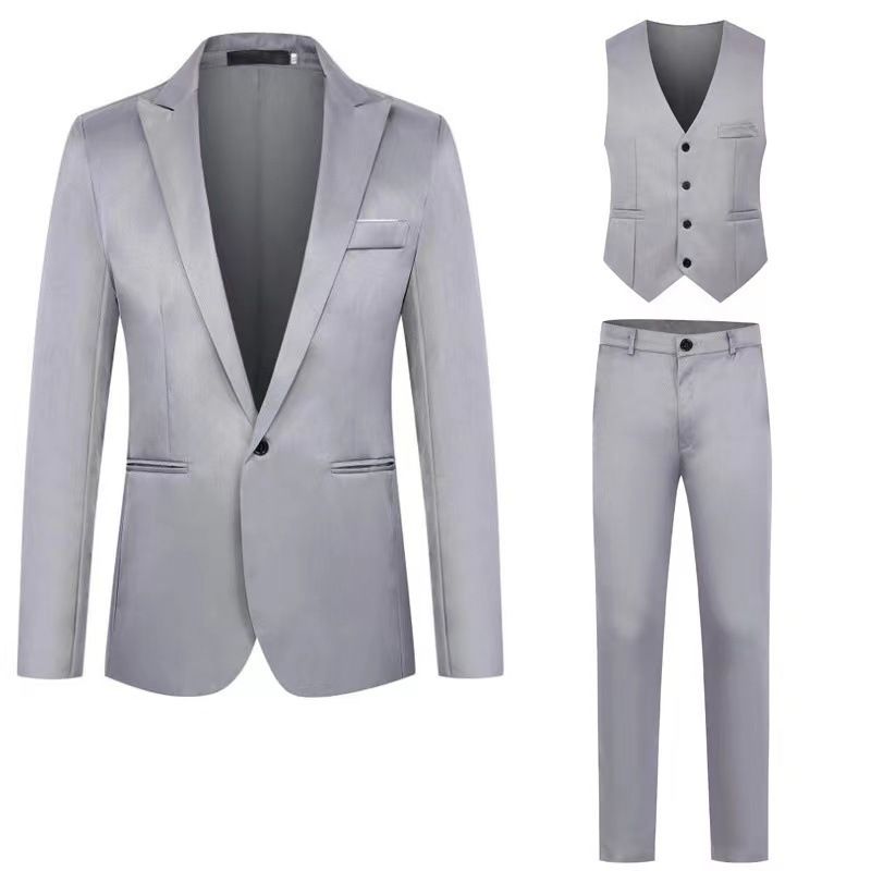 Men's suit, pants, vest, three piece Korean version, business casual suit set, men's_voghion.com