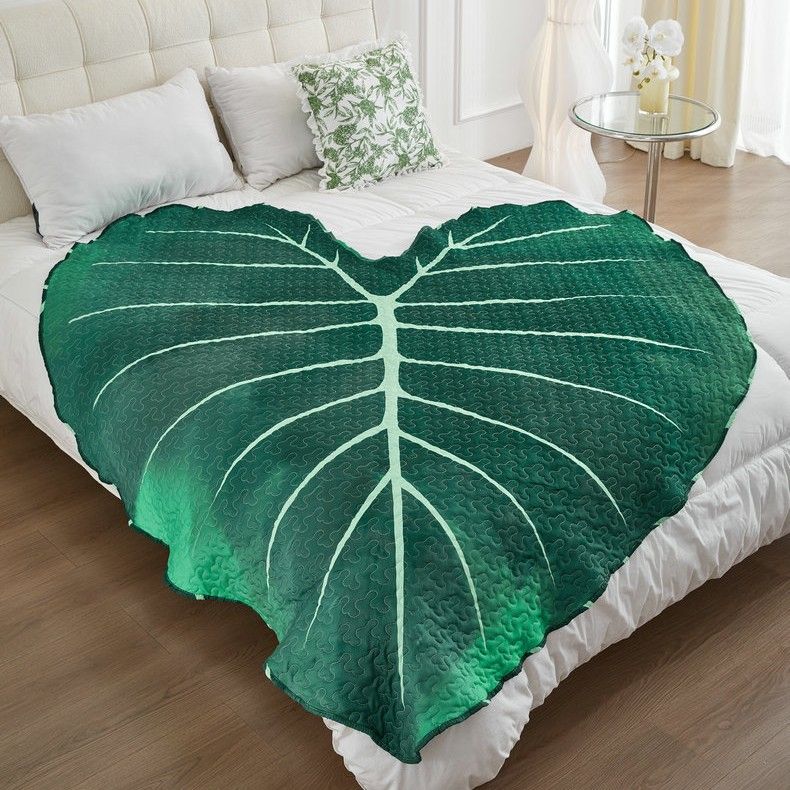 Ultrasonic Quilted Duvet Cover - Botanical Leaf Design With Anti-Slip Silicone Dots All-Season Bedding, Breathable &_voghion.com