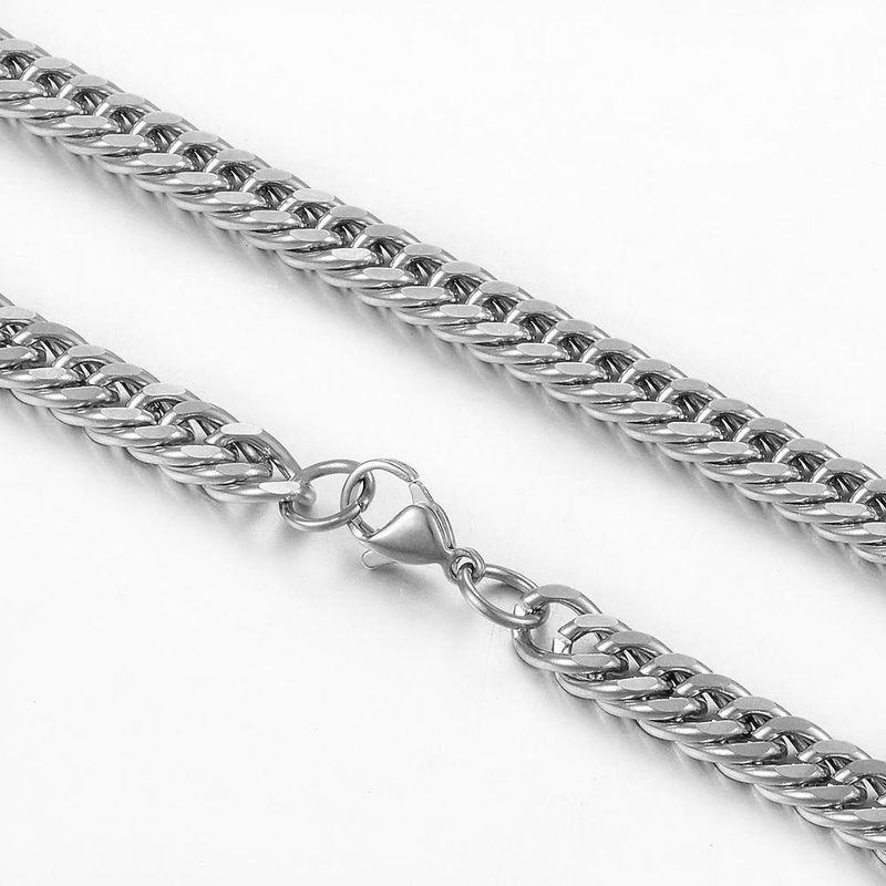 Stainless Steel Encrypted Weave Buckle Hip Hop Versatile Double Layer Braided Cuban Jewelry Necklace Simple Collarbone_voghion.com