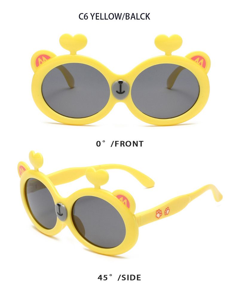 Weiche Silikon-Sonnenbrille für Kinder – Cartoon-Bär, UV-Schutz, polarisiert (kleiner Rahmen, reise- und fotofreundlich)_voghion.com