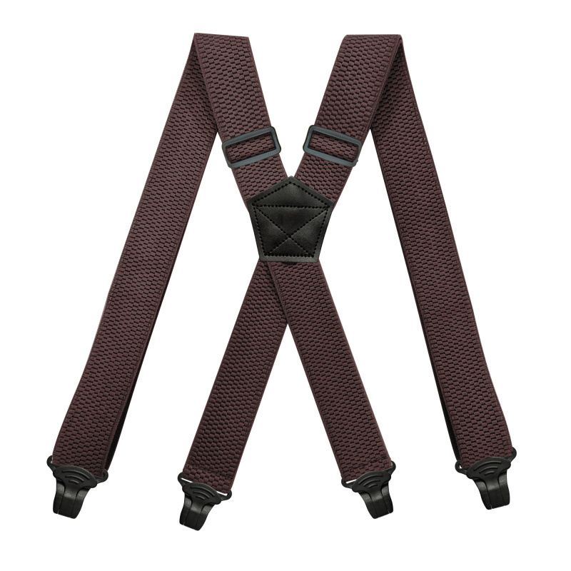 VOOTHOST Heavy Duty Suspenders For Men Work Outdoor 3.8cm/1.5inch Y-back 3 Plastic Clips Adjustable Elastic Trouser Braces Strap Belt VB225_voghion.com