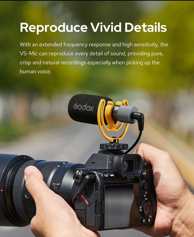 Godox VS-Mic Compact Shotgun 3,5-mm-Mikrofon für iPhone, Android-Smartphone, DSLR-Kamera für Videoaufzeichnungsmikrofon_voghion.com