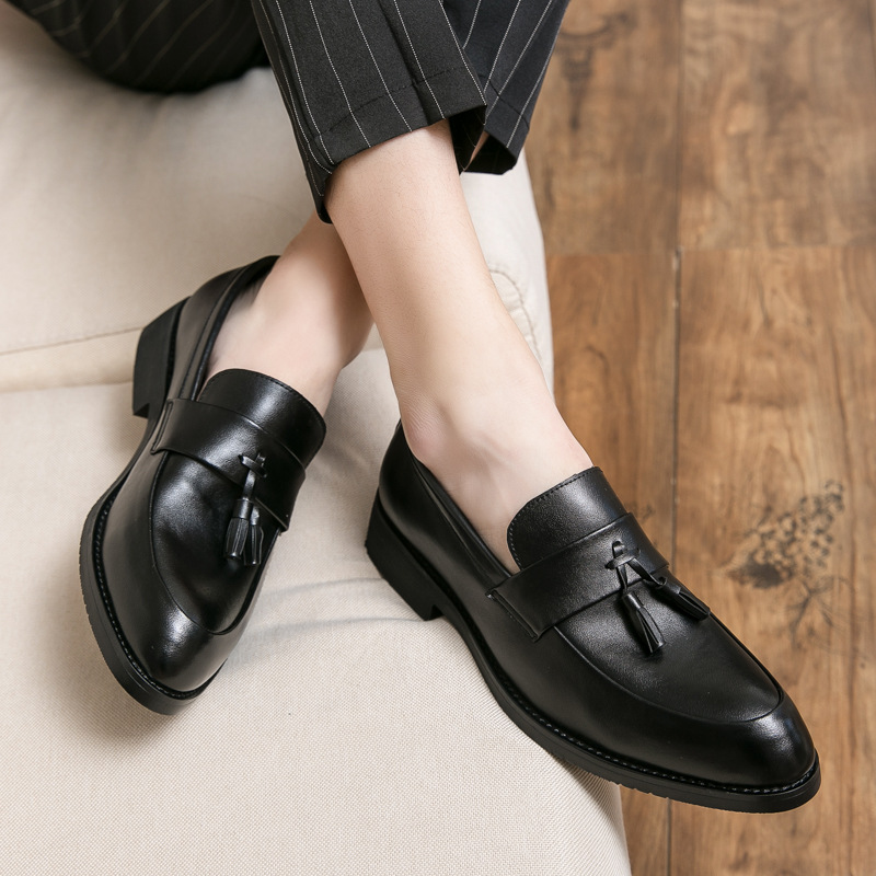 Lefu British Fashion Su One Foot Pedal Korean Version Casual Small Size Business Leather Men's Wedding Shoes_voghion.com