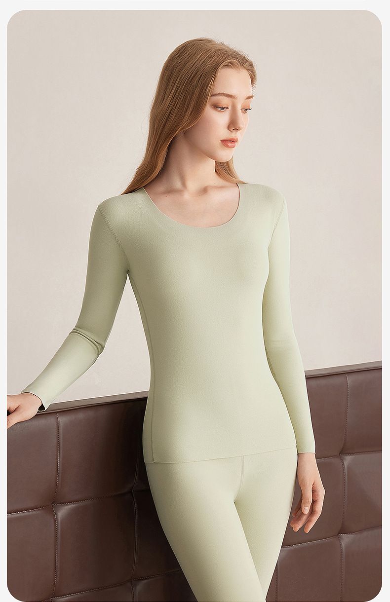 7A Intimo termico leggero antibatterico senza cuciture per donna, sottile, autunno inverno, caldo strato di base in cotone spazzolato_voghion.com