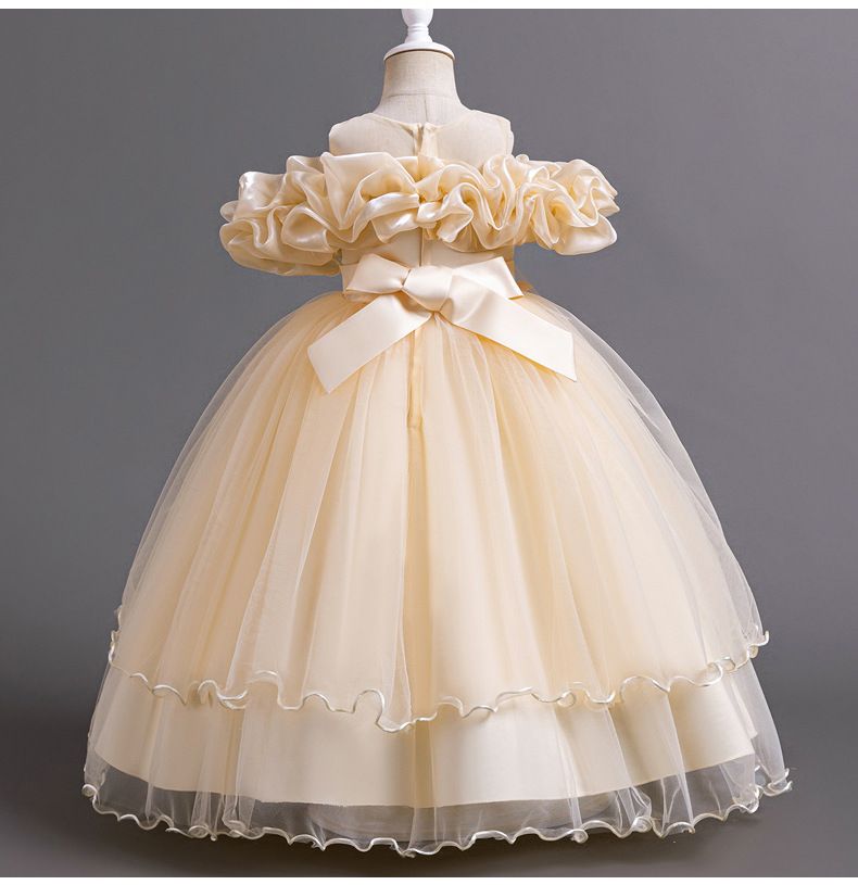 Robe longue de soirée élégante pour filles de 4 à 13 ans, demoiselle d'honneur de mariage, en maille brodée, bal de remise de diplôme, nouvelle collection_voghion.com