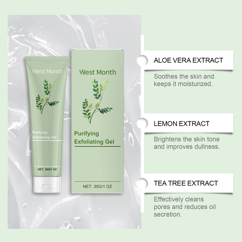 West&Month Purifying Exfoliating Gel Improves Dull Dryness Deeply Cleans Pores Brightening Skin Firming_voghion.com
