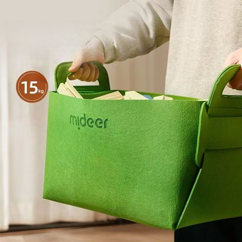 Mideer Basket Large Capacity Wool Felt Storage Bin Miscellaneous Organizer Children's Toys Foldable Bag For Home Use_voghion.com