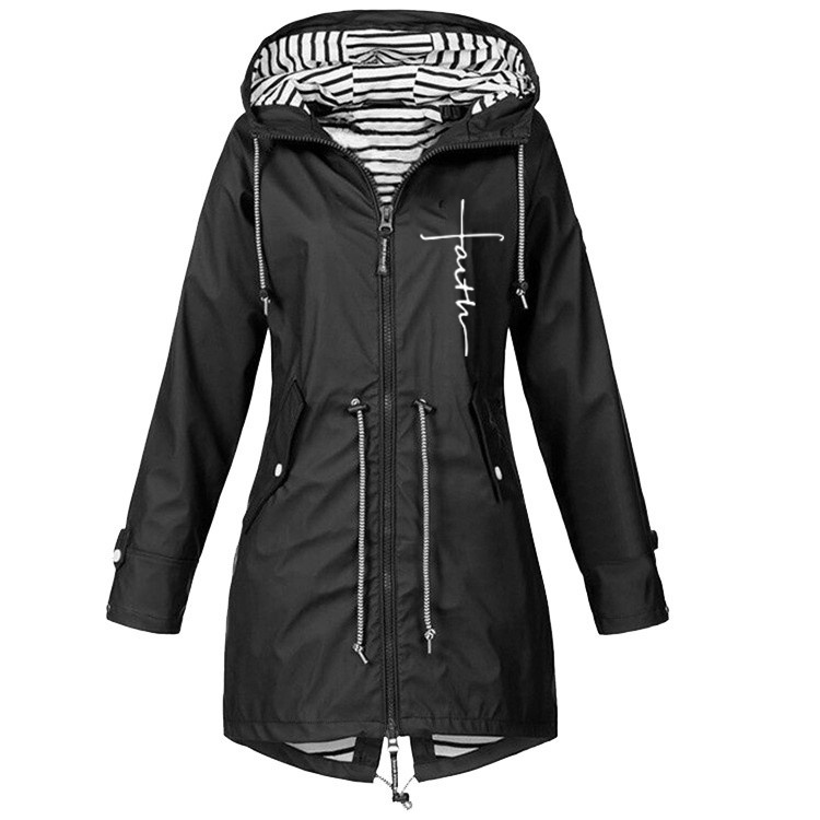 Wasserdichter Regenmantel für Damen, lässig, Basic, Outdoor, Trench, leichte Jacken mit Kordelzug, Wanderkleidung für Damen_voghion.com