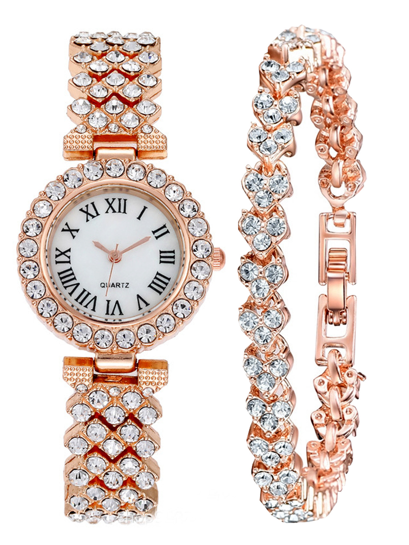Diamant-Volldiamant-Armbanduhr, schlichter Diamant-Stil, modische Luxus-Quarz-Modeuhr_voghion.com