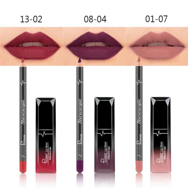 2023Matte Lipstick+Veet Lips Liner Lip Gloss Set Waterproof_voghion.com