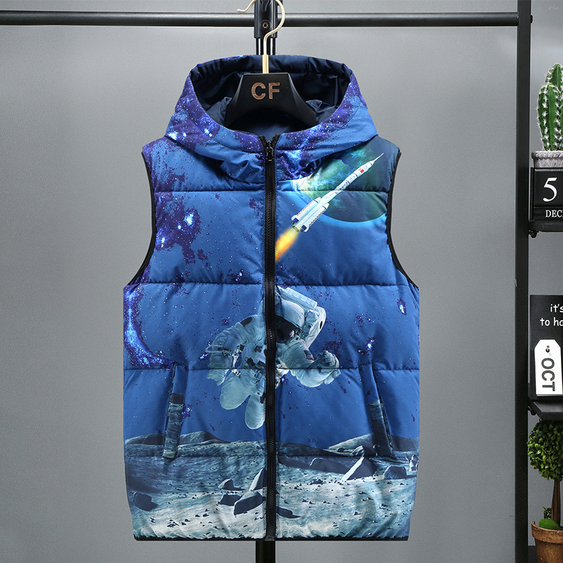 Men's Clothing Vest Men's Autumn And Winter Thickened Down Cotton Winter Waistcoat Jacket Youth Version Handsome Double-sided Vest Shoulder Vest_voghion.com