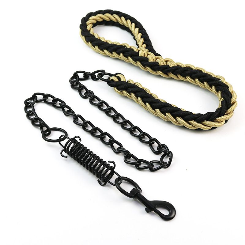 Pet Iron Leash Set Nylon Anti-Bite Collar Rope Dog Chain Explosion-Proof Anti-Tensile_voghion.com