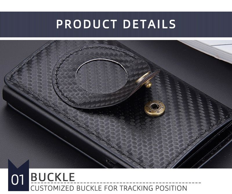 Passhüllen und -taschen Neuer Kartenhalter aus Kohlefaser für Männer Heißer Verkauf RFID Side Push Aluminium Box Elastischer Kartenhalter AirTag_voghion.com