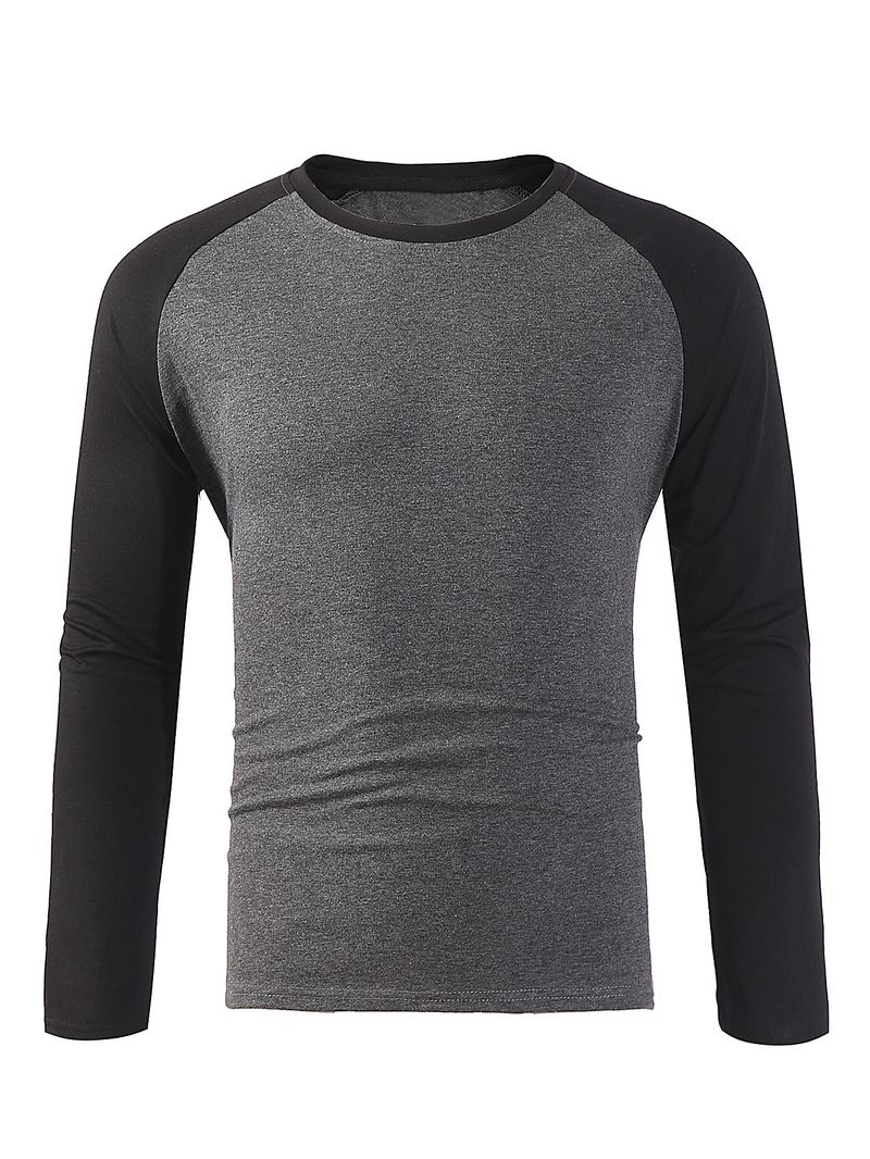 Langärmliges T-Shirt mit Rundhalsausschnitt für Herren, locker, atmungsaktiv, große Größe, lässiges Oberteil mit Raglanärmeln_voghion.com