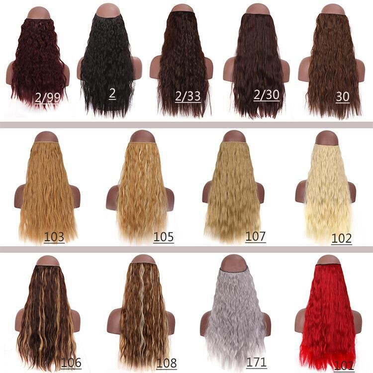 Parūka, makšķeraukla, taisni mati, kukurūzas matu pieaudzēšana, matēts, augstas temperatūras zīds, augsta elastība, dabīgs, 60 cm_voghion.com