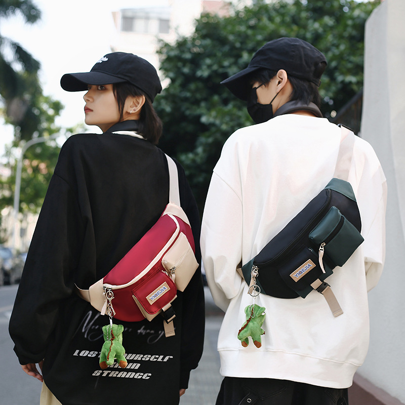 Autumn and winter new men's chest bag, color-blocked fashion student lightweight crossbody bag, Ruiying outdoor sports belt bag_voghion.com