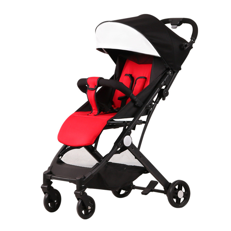 Kinderwagen mit drei Sitzen und Liegen, leicht und zusammenklappbar, tragbarer Kinderwagen mit einfacher Zugstange_voghion.com