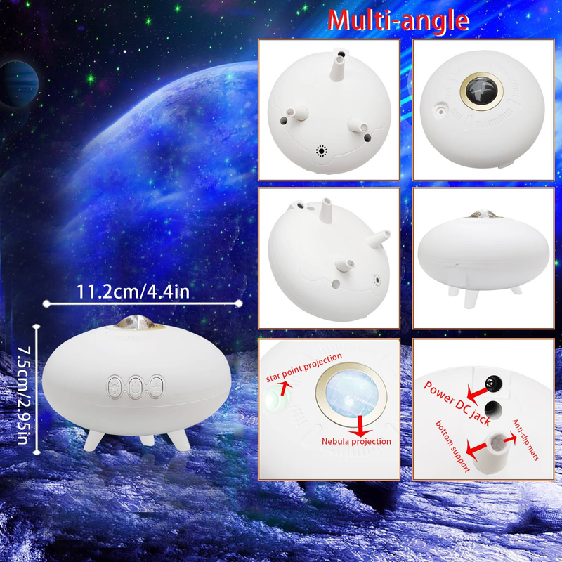 UFO projector bedroom galaxy projector ceiling starry sky night light with remote control children's room decoration decoration gift_voghion.com