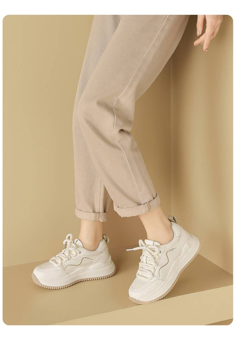 cameido Women's 2025 Spring Casual Athletic White Sneakers. These Shoes Have A Round - Toe Design And Come With Laces, Featuring Thick Soles_voghion.com