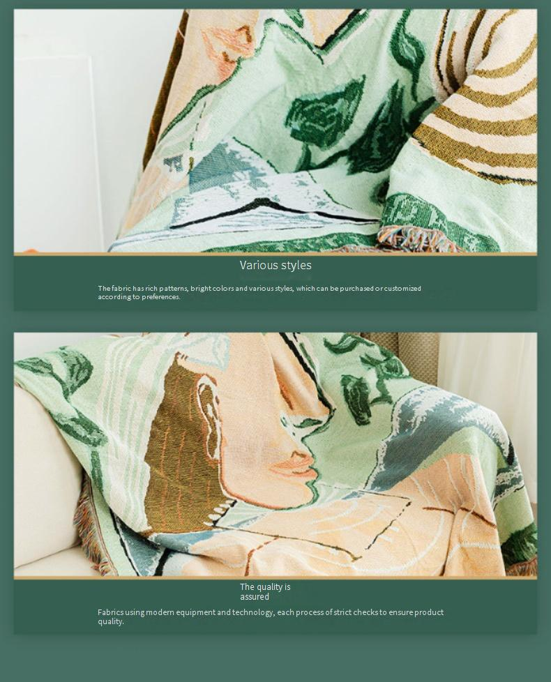 Bohemian Quaste Sofabezug - Minimalistische Baumwoll-Überwurfdecke für die Couch-Dekoration (leichter Fransenbesatz, neutraler Farbton, gewebte Textur)_voghion.com