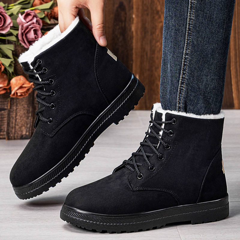 25 Cotton Shoes, Snow Boots, Warm And Versatile Boots, Women's Fleece And Thickened Cotton Boots_voghion.com