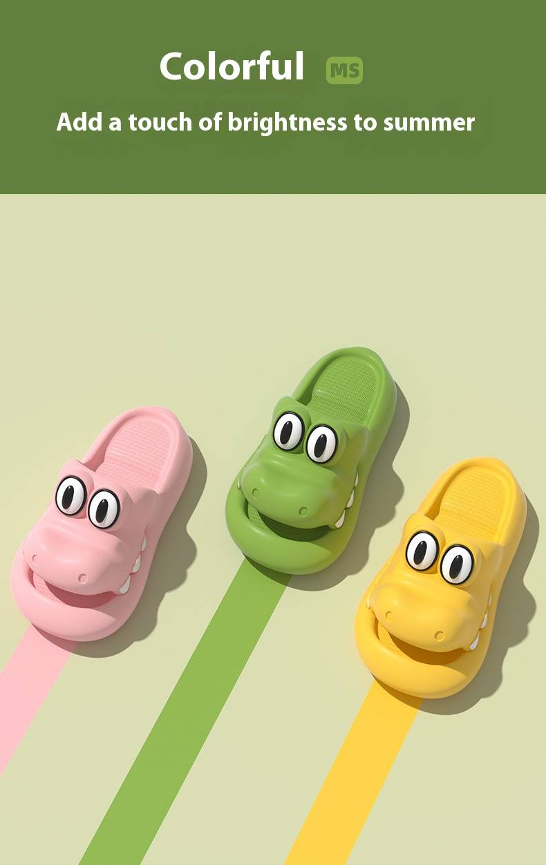 Women's Cute Alligator EVA Slippers – Soft Thick-Soled Slides With Non-Slip Tread, Breathable Indoor & Outdoor Sandals For Couples_voghion.com