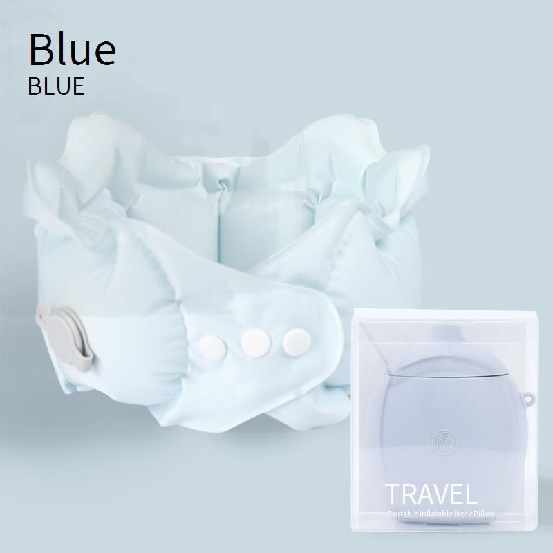 Inflatable Travel Neck Pillow - 360° Support, Portable U-Shaped Air Pillow For Airplane, Car & Office, Breathable Ice Silk Cover_voghion.com