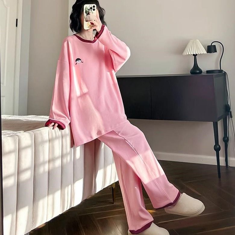 2025 Autumn/winter Home Suit Set, Long Sleeved Sleepwear Set, Can Be Worn Externally, Sports Suit, Long Pants, Casual Cartoon Pullover_voghion.com