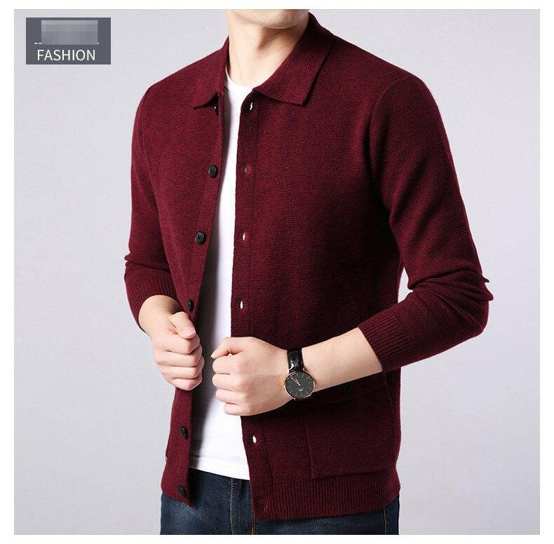 Men's Knit Cardigan Sweater Casual Lightweight Open Front Jacket For Spring Autumn (Grey, Black, Red, Camel) – Slim Fit, Long Sleeve, Soft Fabric_voghion.com