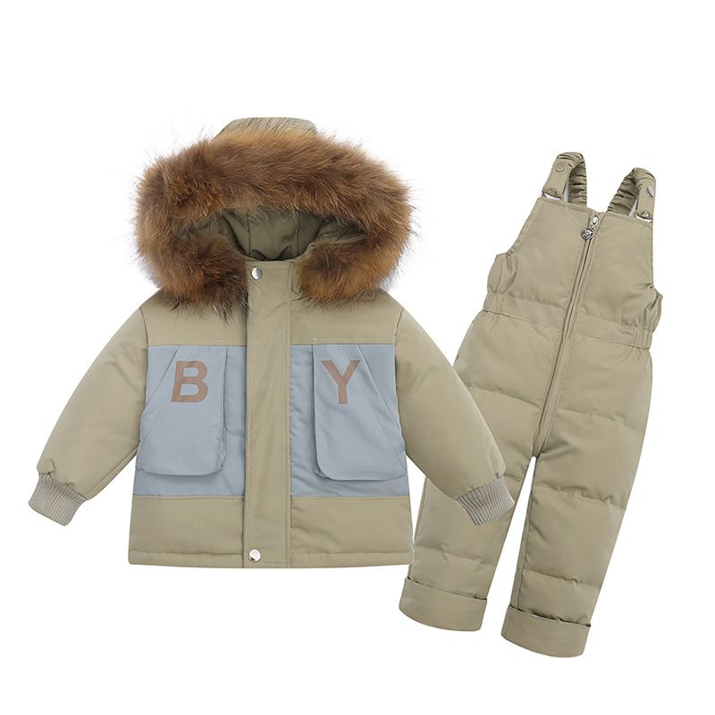 Stylish Baby Down Jacket Set – Hooded Coat & Snap-Crotch Pants (80-100cm, 4 Colors, 55% White Duck Down, Korean Trendy)_voghion.com