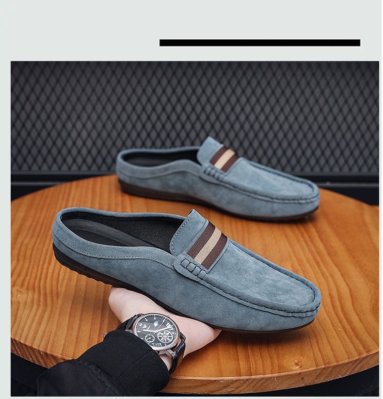 Neue, leichte Bean-Schuhe für Herren, sommerliche Ein-Fuß-Passform, atmungsaktiv, lässig, mit halber Stütze für Herren_voghion.com