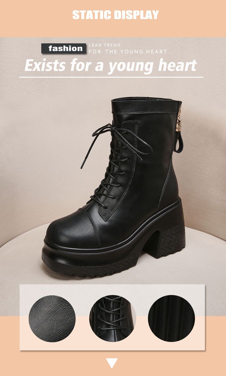 【9.5cm Heel Lift】Women's Faux Fur Martens 25 Winter New Arrival Versatile Thick Soles Mid-Calf Elastic Boots_voghion.com