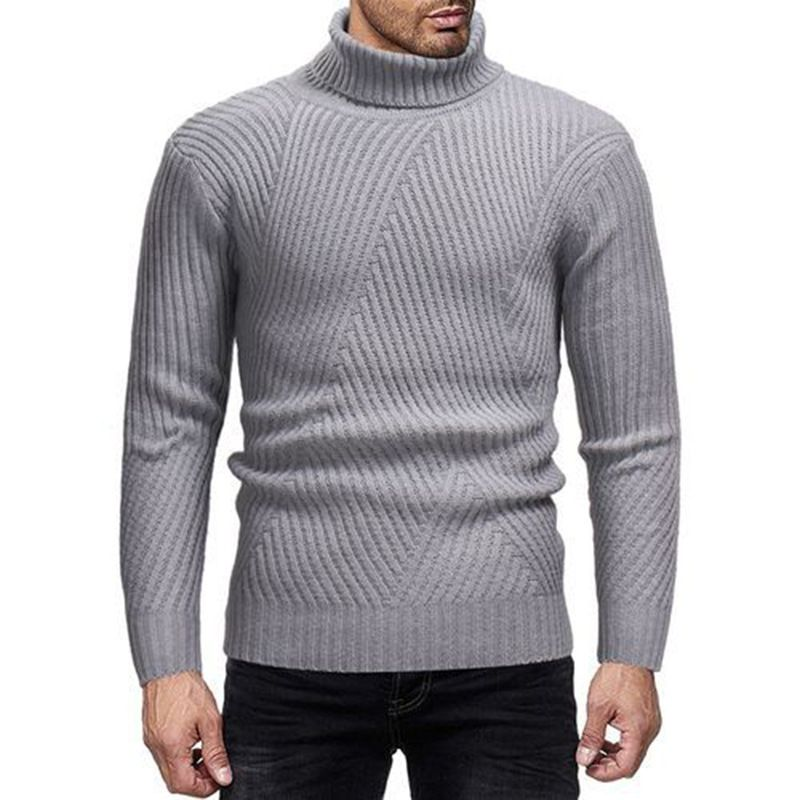 Männer Hierscht- a Wantermodesch efaarwege Rollkragen-Pullover mat laangen Äermel_voghion.com
