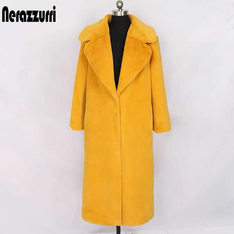 Damenmode-Anzugkragen-Langarmmantel aus Rex-Kaninchenfellimitat_voghion.com