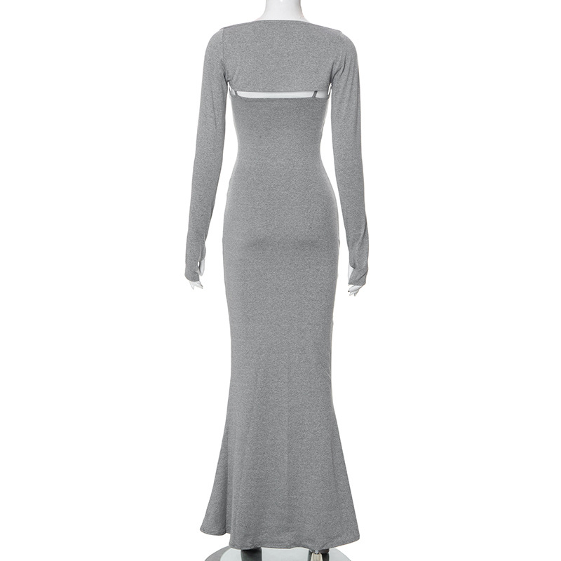 Women's room peach pure slimming peach hip strap long fishtail skirt_voghion.com