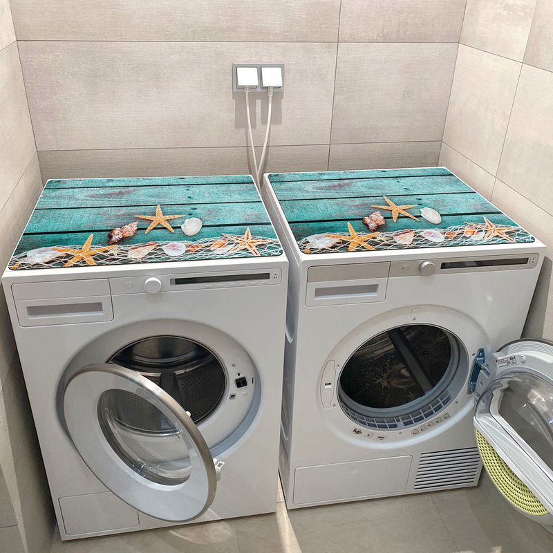 Wooden Starfish Household Drum Washing Machine Dryer Top Mat Dust Cover Cloth Water Absorbing Non Slip Sunscreen Mat_voghion.com