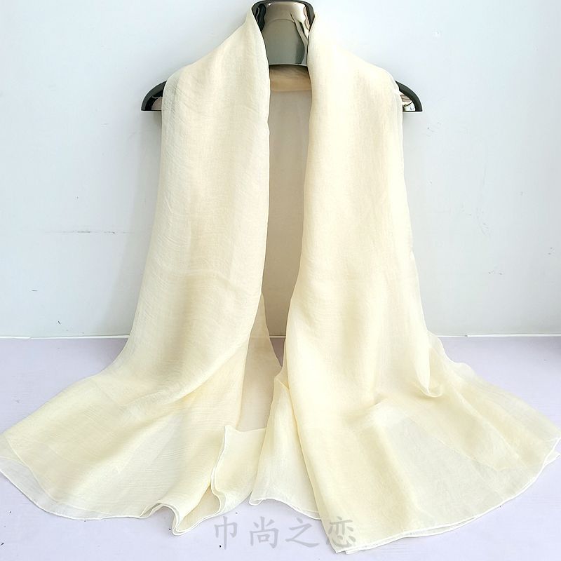 Leuchtend roter Seidenschal für Damen, modischer Chiffonschal für Frühling und Herbst, einfarbiger Tanzschal für den Winter, lange Ausführung_voghion.com