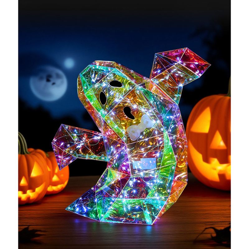 Veilleuse décorative créative et colorée pour Halloween, petit fantôme courbé à gauche, 40 cm_voghion.com