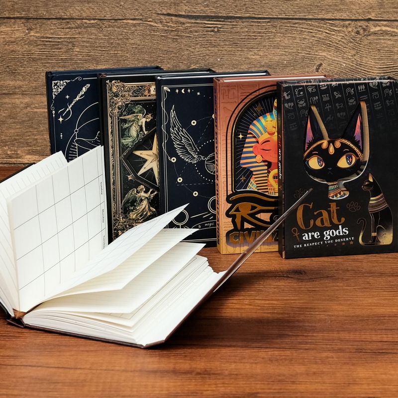 Mørkerød Gothic Notebook Bærbar Tri Fold Diary Student Reward Handbook_voghion.com