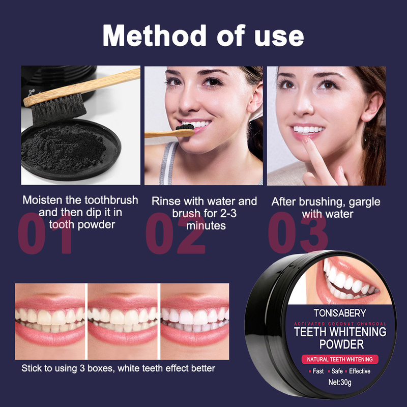 Coconut shell activated carbon bamboo charcoal black tooth powder, 30g bottle_voghion.com
