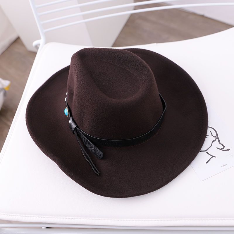 Top da uomo a tesa larga autunnale e invernale in lana calda jazz britannica per cappello da ballo tibetano da cowboy a collo grande da donna_voghion.com