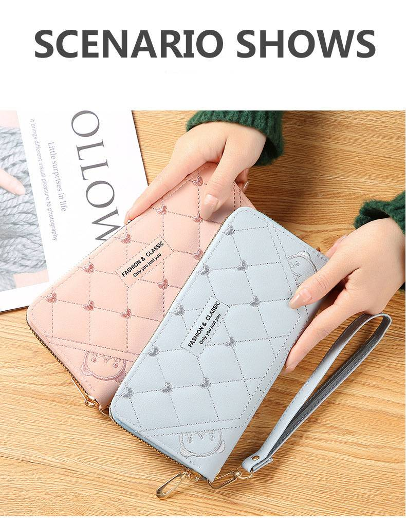 Nouveau portefeuille femme longue mode simple fermeture éclair grande capacité sac à langer Machine sac femme_voghion.com