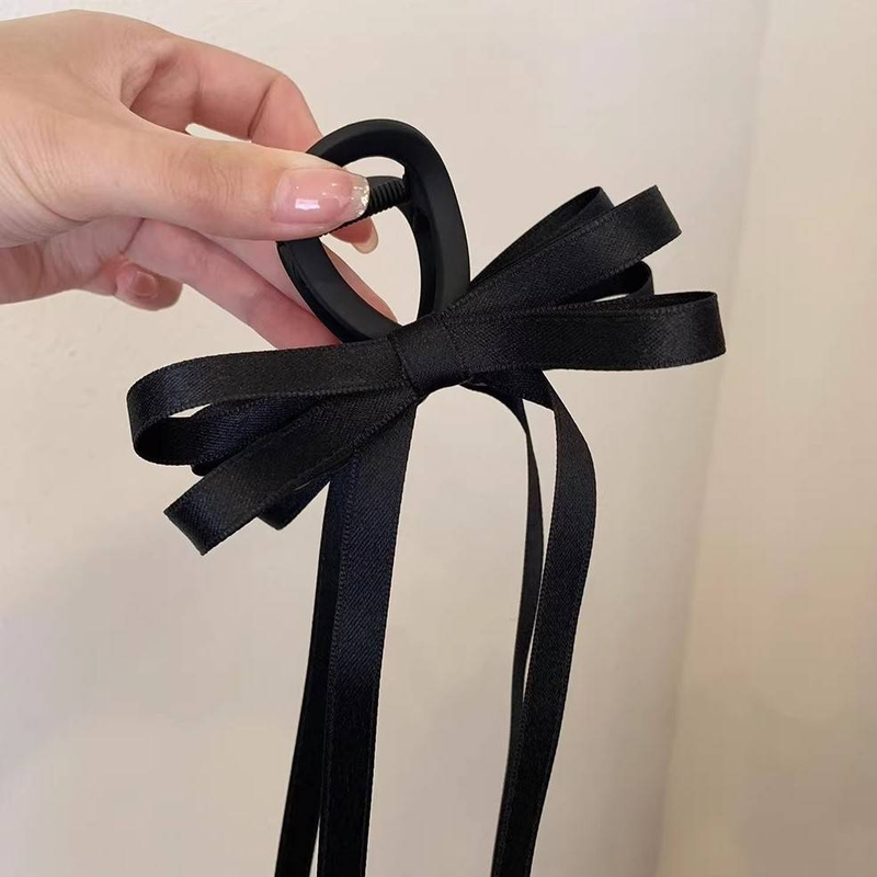 Agrafe mari cu fundă de catifea pentru femei și fete, panglică lungă, gheare coreene, accesorii de păr_voghion.com