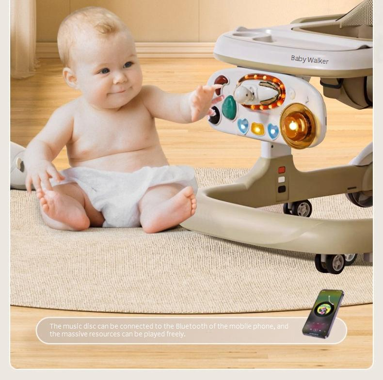 Babyklapvogn, gåvogn til et år gammel baby, kan skubbes og justeres i højden med håndskubbe, sammenklappelig gåvogn for at forhindre O-formede ben_voghion.com