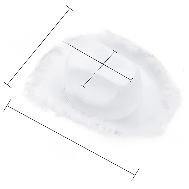 Chapeau de cowboy rose bordé de fourrure, chapeau décoratif bordé de velours, chapeau de cowboy rose, chapeau de cowboy western en feutre_voghion.com