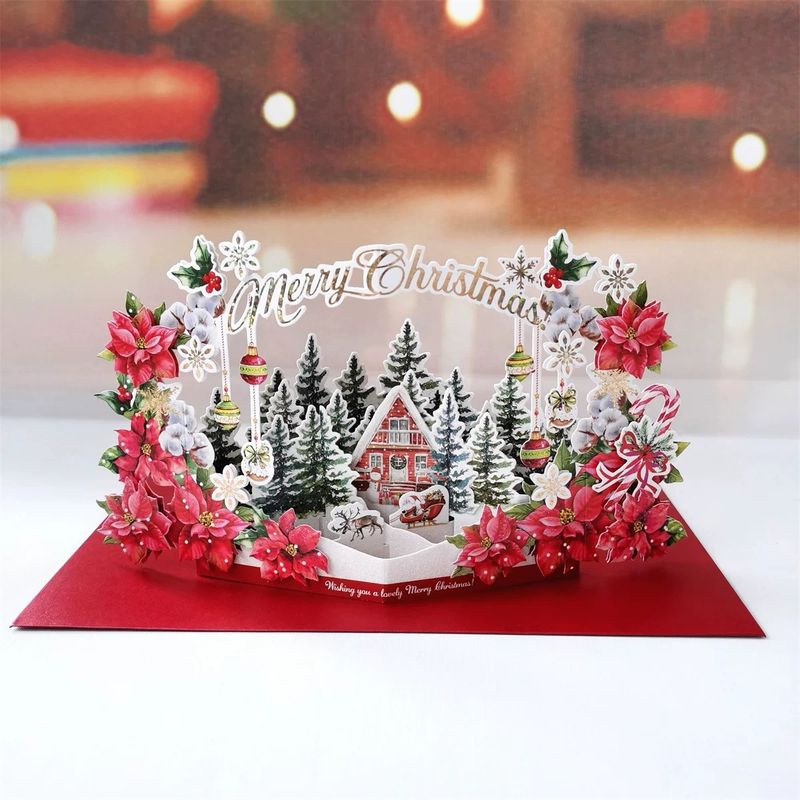 Christmas 3D Pop-Up Tree Greeting Card - Handcrafted Holiday Decor For Festive Cheer Perfect Gift For Family & Friends_voghion.com
