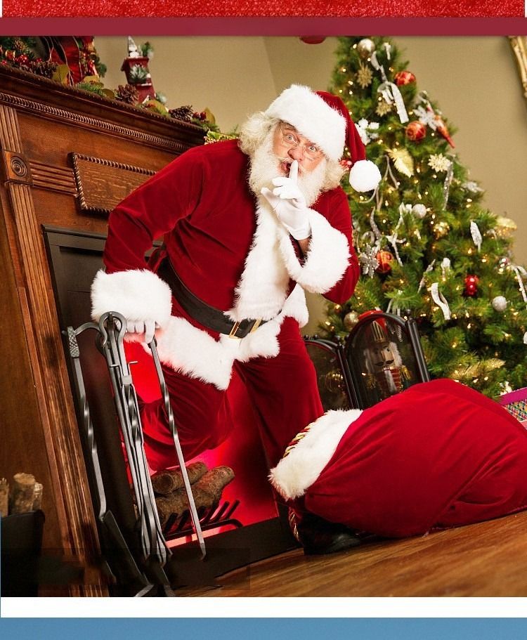 Costume de spectacle du Père Noël 2025, ensemble complet de costumes du Père Noël, adulte - ensemble de huit pièces du Père Noël_voghion.com