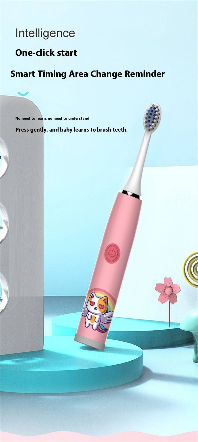 Kids Electric Toothbrush With 5+ Modes, IPX7 Waterproof, Soft Bristles & USB Rechargeable - Fun Cartoon Designs_voghion.com
